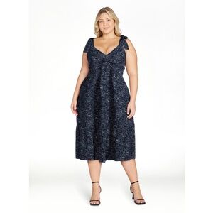 V neck tie strap midi dress